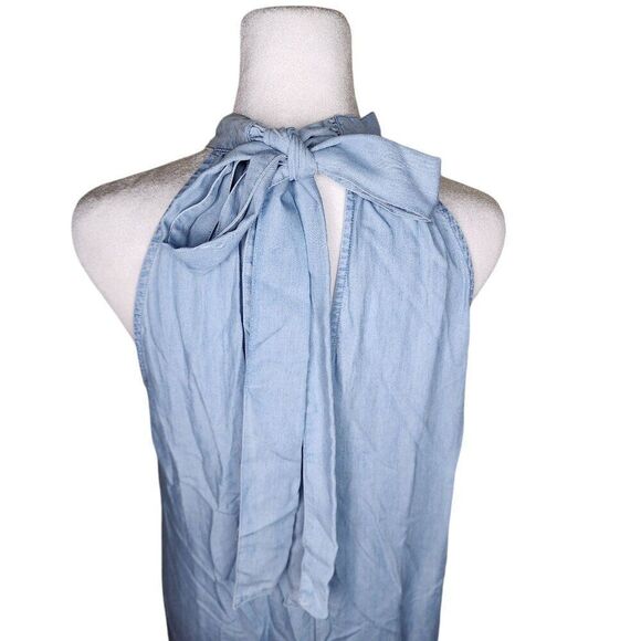Vince Camuto Sleeveless Tiered Halter Tied Bow Neck Maxi Dress Women Size S Blue - Picture 6 of 11